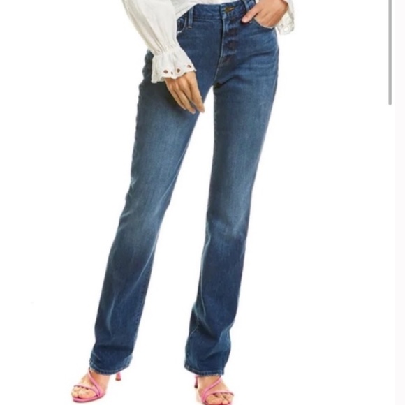 NWT Anthropologie Frame Le Mini Boot Jeans mid wash denim jeans flare plus sz 33 - Picture 1 of 14